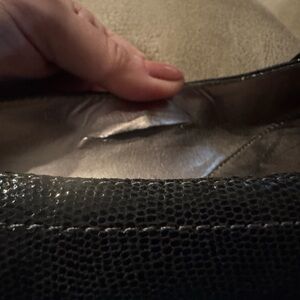 Black Textured Leather Handbag Clutch